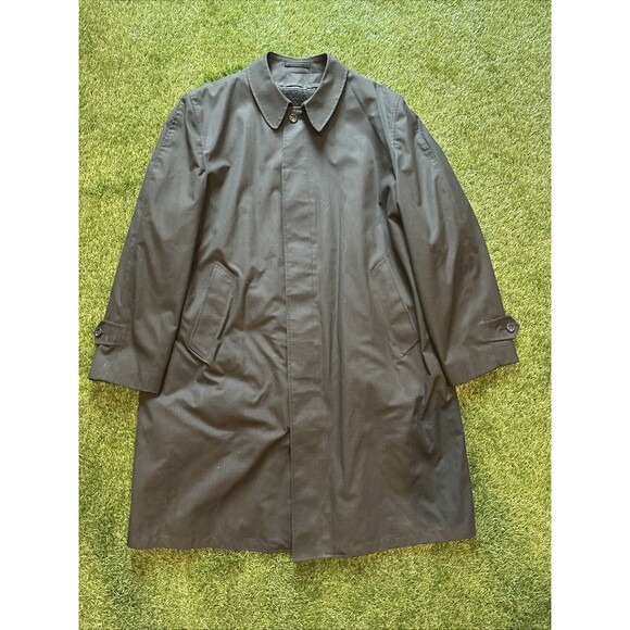 Towncraft Plus Penn-Prest Penneys Removable Fur Lined Trench Coat Mens 44L VTG - Picture 1 of 16